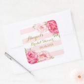 Blush Stripes Pink Floral Vrijgezellenfeest Favor  Vierkante Sticker (Envelop)
