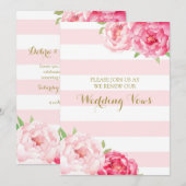 Blush Stripes Roze Bloemen Gelofte Vernieuwing Uit Kaart (Voorkant / Achterkant)