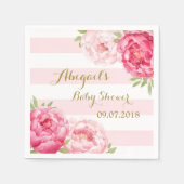 Blush Stripes Roze Waterverf Baby shower servetten (Voorkant)