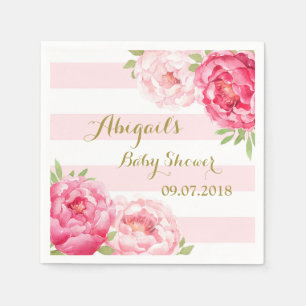 Blush Stripes Roze Waterverf Baby shower servetten