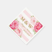 Blush Stripes Roze Waterverf Huwelijksmonogram Servetten (Hoek)