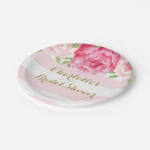Blush Stripes Roze Waterverf Vrijgezellenfeest Bor Papieren Bordje (Gekanteld)