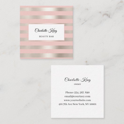 Blush Stripes Salon Visitekaartje (Voorkant / Achterkant)
