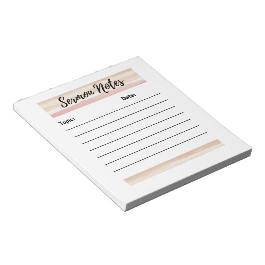 Blush Stripes Sermon Notes Notitieblok (Schuin)
