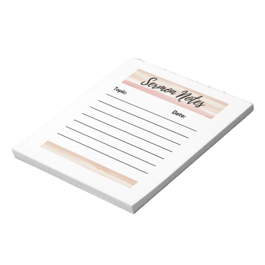 Blush Stripes Sermon Notes Notitieblok (Linkerzijde)