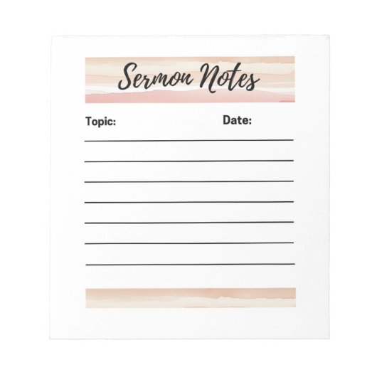 Blush Stripes Sermon Notes Notitieblok (Voorkant)