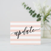 Blush Stripes Uitgestelde bruiloft Update Notice Briefkaart (Staand voorkant)