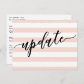 Blush Stripes Uitgestelde bruiloft Update Notice Briefkaart (Voorkant / Achterkant)