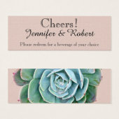 Blush Succulent Bruiloft Drink Tickets Mini Visitekaartjes (Voorkant /achterkant)