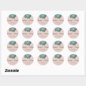 Blush Succulent Bruiloft Envelop Afdichtingen Ronde Sticker (Vel)