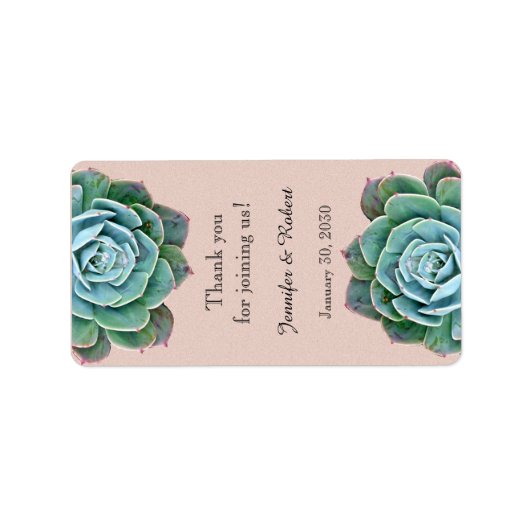 Blush Succulent Bruiloft Lip Balm Label (Voorkant)