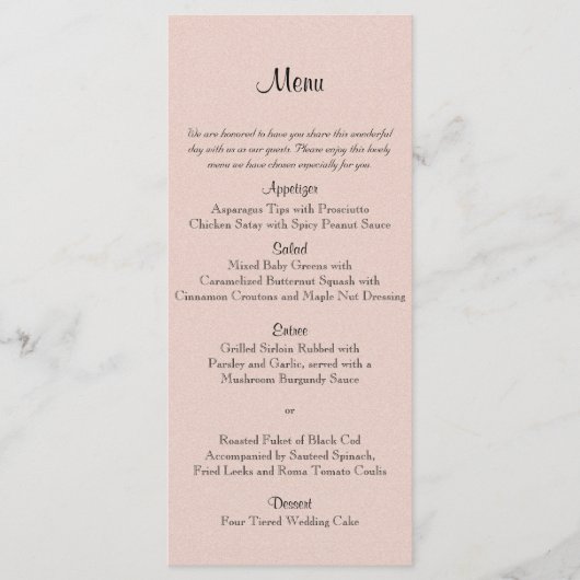 Blush Succulent Bruiloft Menu (Voorkant)