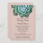 Blush Succulent bruiloft uitnodiging (Voorkant / Achterkant)