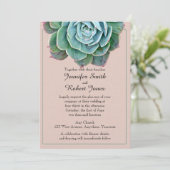 Blush Succulent bruiloft uitnodiging (Staand voorkant)