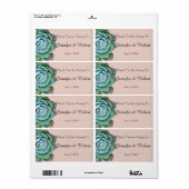 Blush Succulent Bruiloft Water Fles Label (Full Sheet)