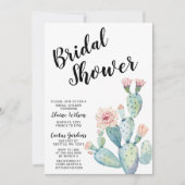 Blush Succulent Cactus Bridal Shower Invitations Kaart (Voorkant)