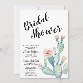 Blush Succulent Cactus Bridal Shower Invitations Kaart