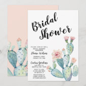 Blush Succulent Cactus Bridal Shower Invitations Kaart (Voorkant / Achterkant)
