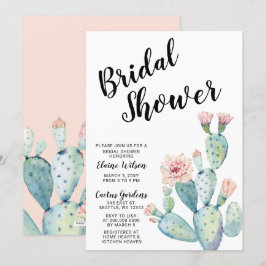 Blush Succulent Cactus Bridal Shower Invitations Kaart