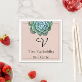 Blush Succulent Monogram Wedding Napkin Servetten (Insitu)