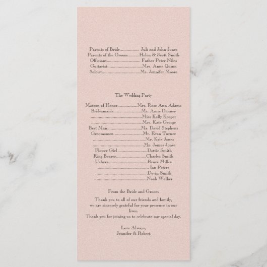 Blush Succulent Trouwprogramma Programmakaart (Achterkant)