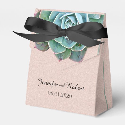 Blush Succulent Wedding Favor Box Bedankdoosjes (Voorkant Zijde)