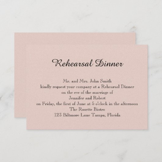 Blush Succulent Wedding Rehearsal Kaart (Voorkant / Achterkant)