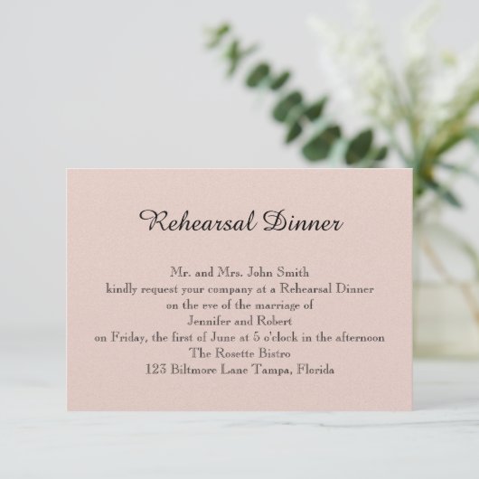Blush Succulent Wedding Rehearsal Kaart (Staand voorkant)