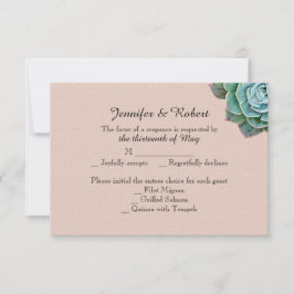Blush Succulent Wedding Response Kaart