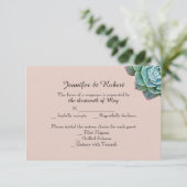 Blush Succulent Wedding Response Kaart (Staand voorkant)