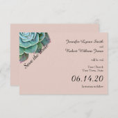 Blush Succulent Wedding Save the Date (Voorkant / Achterkant)