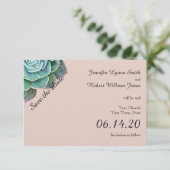 Blush Succulent Wedding Save the Date (Staand voorkant)
