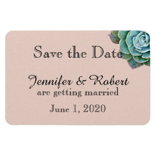 Blush Succulent Wedding Save the Date Magneet