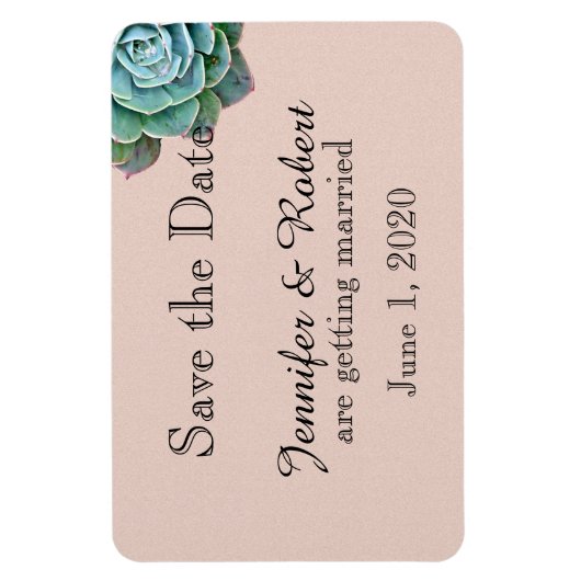 Blush Succulent Wedding Save the Date Magneet (Verticaal)
