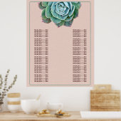 Blush Succulent Wedding Seating Chart Poster (Keuken)