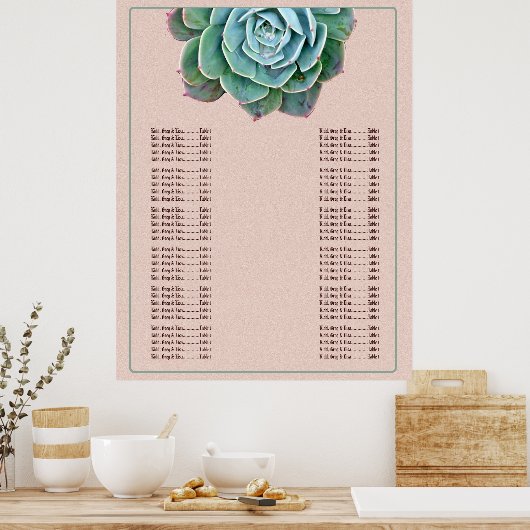 Blush Succulent Wedding Seating Chart Poster (Keuken)
