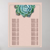 Blush Succulent Wedding Seating Chart Poster (Voorkant)