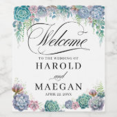 Blush Succulent Wedding Wijn Etiket (Enkel label)