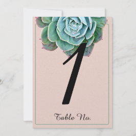 Blush Succulent Wedingstabel Number Kaart