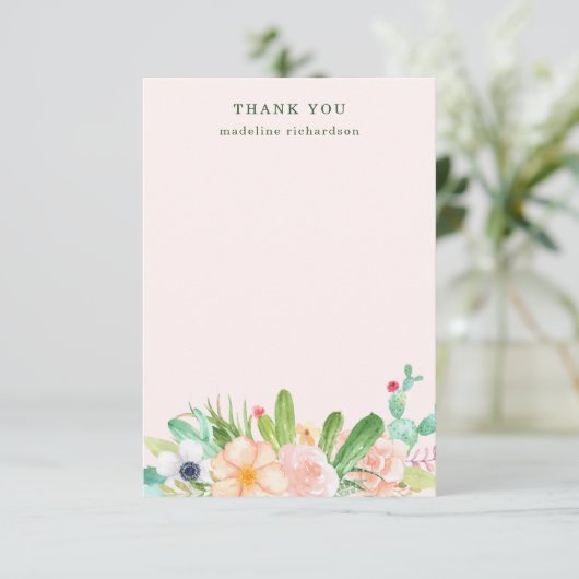 Blush Succulents Bedankkaart (Staand voorkant)