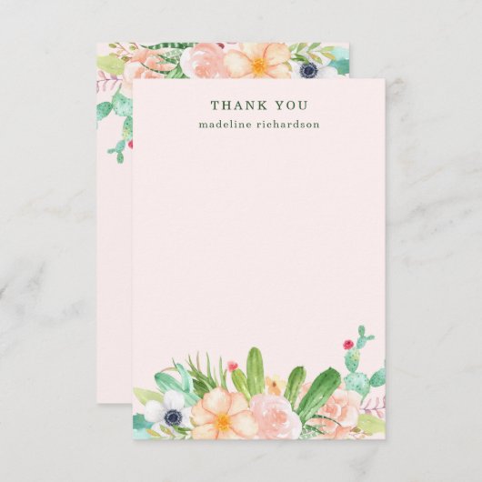 Blush Succulents Bedankkaart (Voorkant / Achterkant)