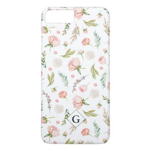 Blush Summer Floral Pattern | Monogram Case-Mate iPhone Case (Achterkant)