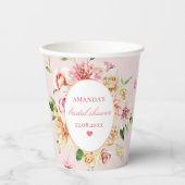 Blush Summer Floral Romantic Vrijgezellenfeest Pap Papieren Bekers (Voorkant)