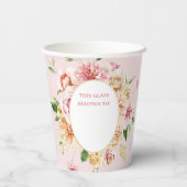 Blush Summer Floral Romantic Vrijgezellenfeest Papieren Bekers (Achterkant)
