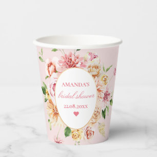 Blush Summer Floral Romantic Vrijgezellenfeest Papieren Bekers