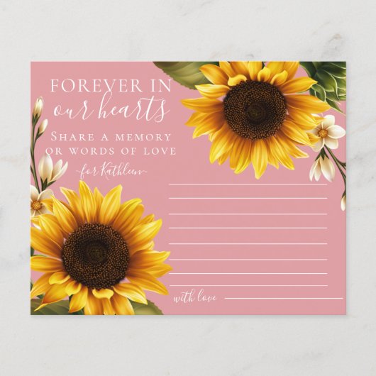 Blush Sunflower Deel een Memory Attendance-kaart (Voorkant)