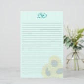 Blush Sunflower Monogram Schrijfpapier Briefpapier (Staand voorkant)