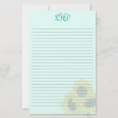 Blush Sunflower Monogram Schrijfpapier Briefpapier (Voorkant)