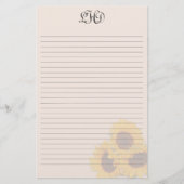 Blush Sunflower Monogram Schrijfpapier Briefpapier (Voorkant)