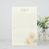 Blush Sunflower Monogram Schrijfpapier Briefpapier (Staand voorkant)